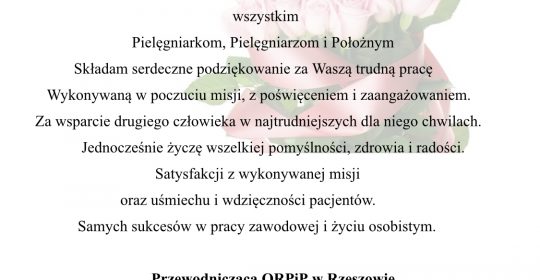 Życzenia z okazji Dnia Pielęgniarki i Położnej